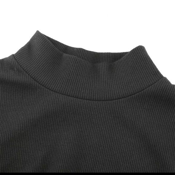 Black ribbed corset mesh turtleneck bodysuit - Picture 5 of 9